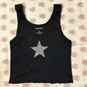 RSQ Black Graphic Crop Tank Top